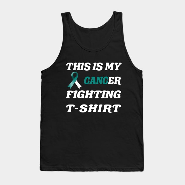 Cervical Cancer Teal/White Ribbon Fighting Tank Top by MarYouLi